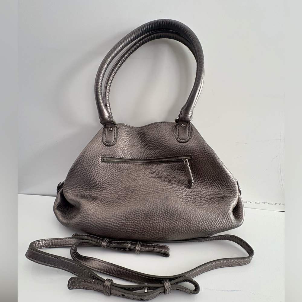 Metallic Deep Silvery Gray Hand/Shoulder Bag w/ detachable strap